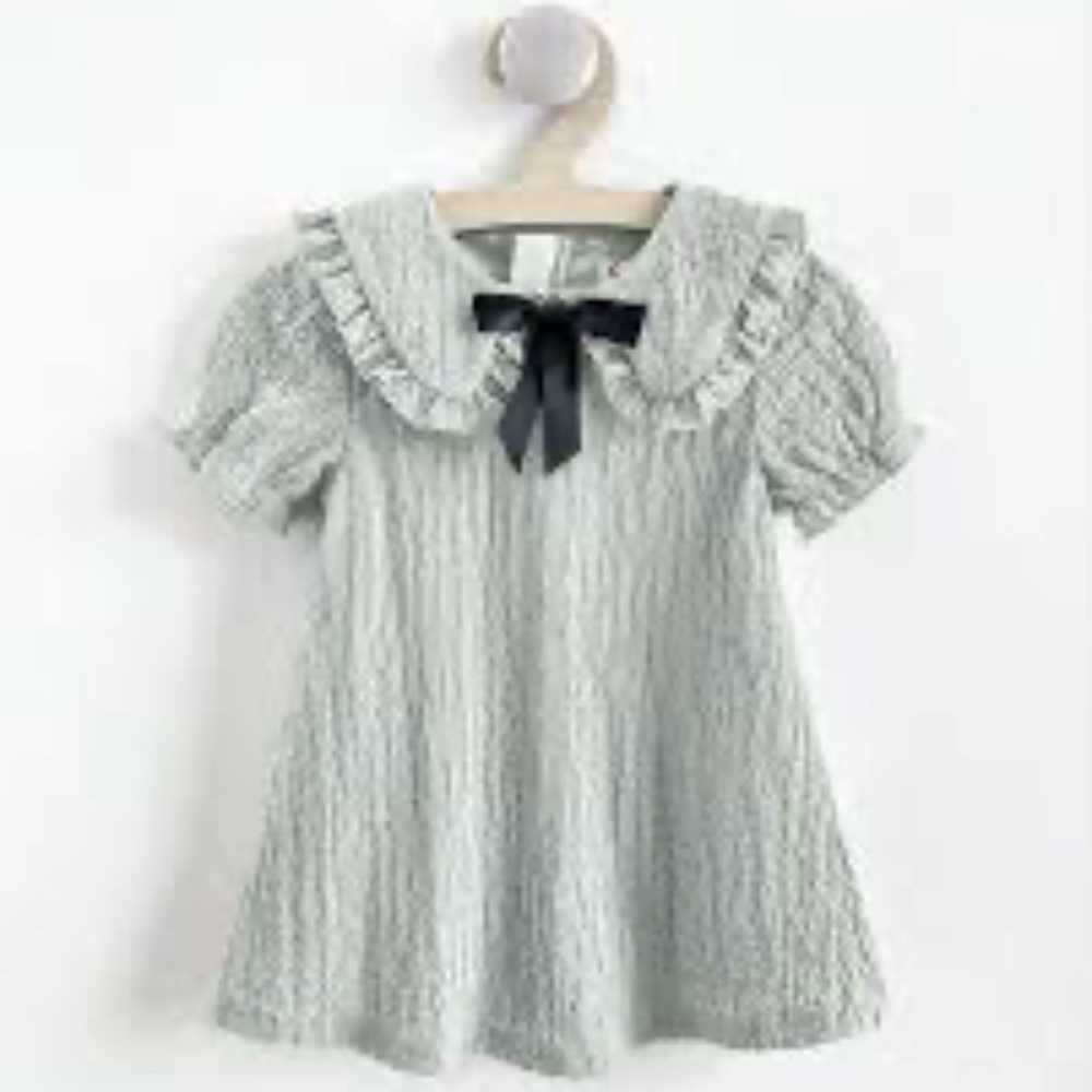 Adorable Textured Dress with Bow